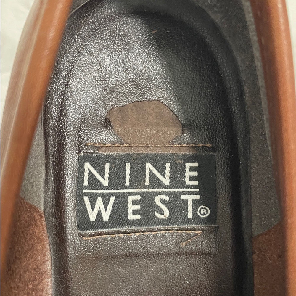 Vintage 90s Nine West Jenkins Brown Leather Chunky Heel Shoes Size 6M - Picture 12 of 14